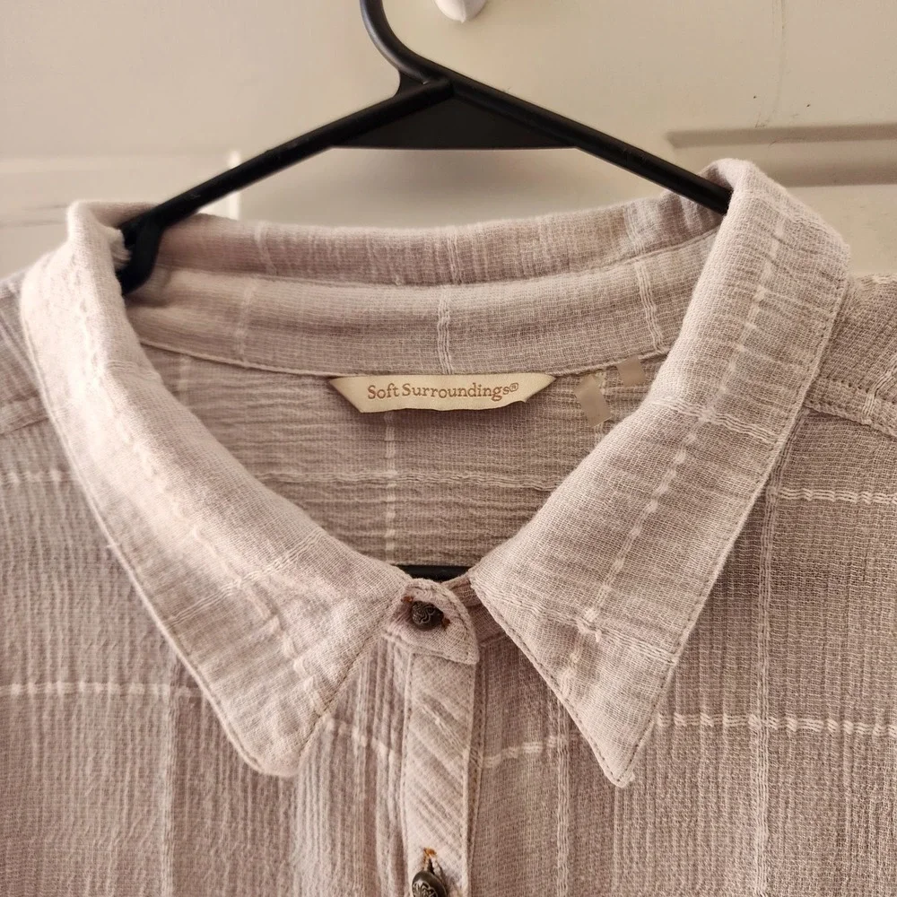 Soft‎ surroundings Tunic Medium Gauze Lace Floral Embroidered Romantic Lagenlook - Picture 3 of 10